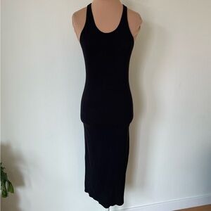 Enza Costa Black U-Neck 100% Cotton Sleeveless Racerback Tank Midi Dress EUC S